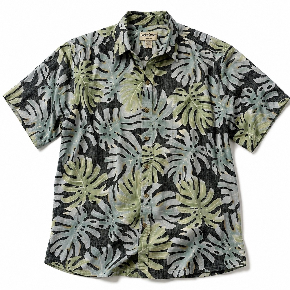 Cooke Street Hawaiian Aloha Shirt Monstera Leaf Made in Hawaii Men's Large